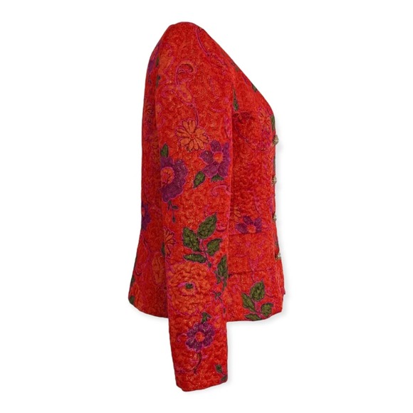 Vintage Rikki Freeman for Teri Jon Silk Metallic Floral Blazer - Picture 6 of 8